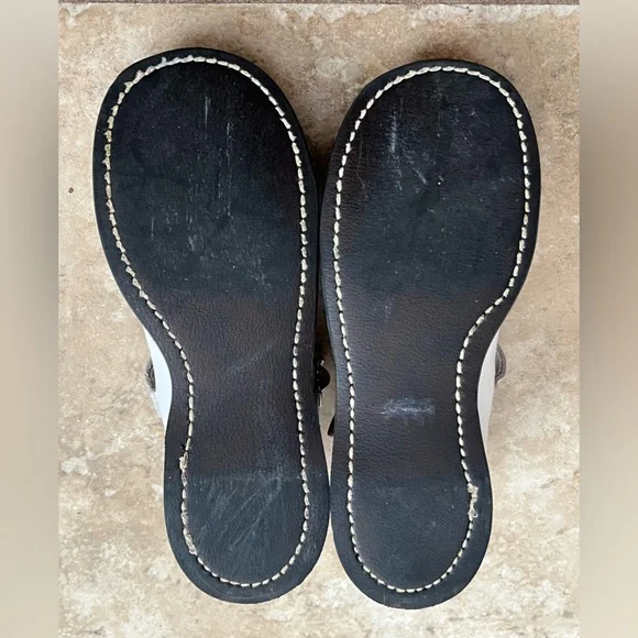 Vintage Shoes 1950'S Girls Classic Leather White Double Buckled Strap Mary Jane - Picture 11 of 11
